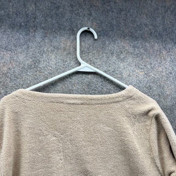 Soft Surroundings Sweater Women 1X Beige Sherpa Fleece Split Neck Pullover - Picture 7 of 10